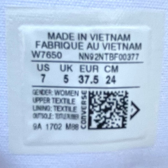 CONVERSE Chuck Taylor All Star High Tops White Size 7 Women’s Style W7650 NEW - Picture 10 of 10